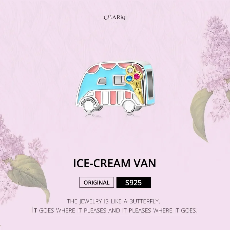 (bilde for) Pandora Style Two Tone Ice-Cream Van Charm - BSC163 - Vis 6