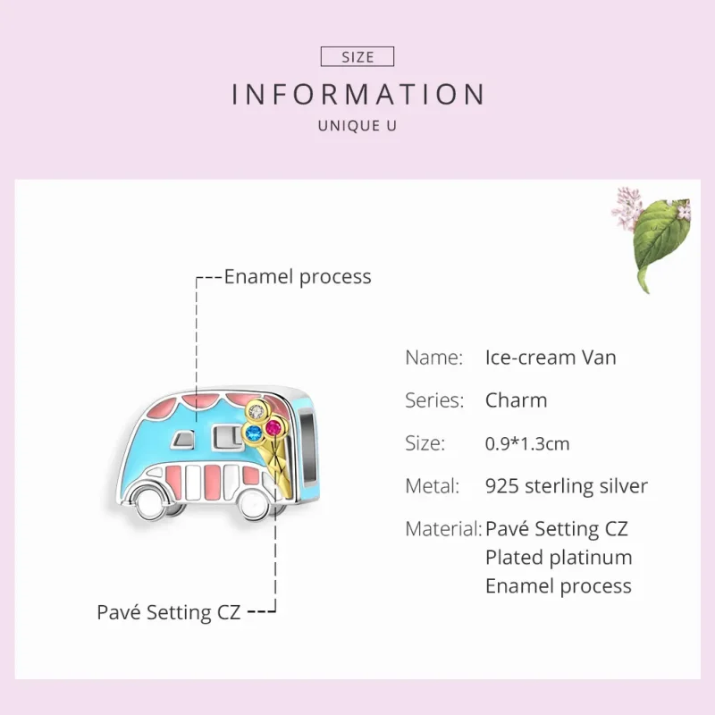 (bilde for) Pandora Style Two Tone Ice-Cream Van Charm - BSC163 - Vis 7