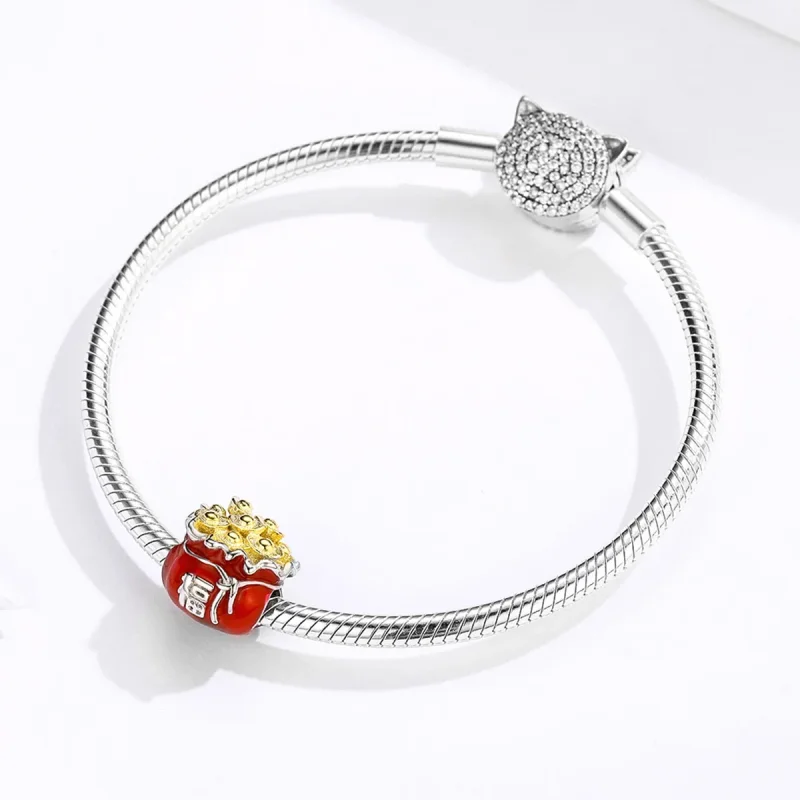(bilde for) Pandora Style Two Tone Lucky Bag Charm - BSC100 - Vis 3