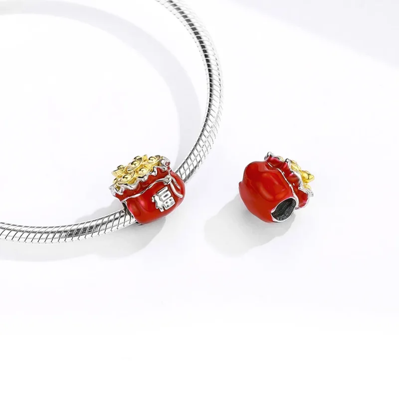 (bilde for) Pandora Style Two Tone Lucky Bag Charm - BSC100 - Vis 4