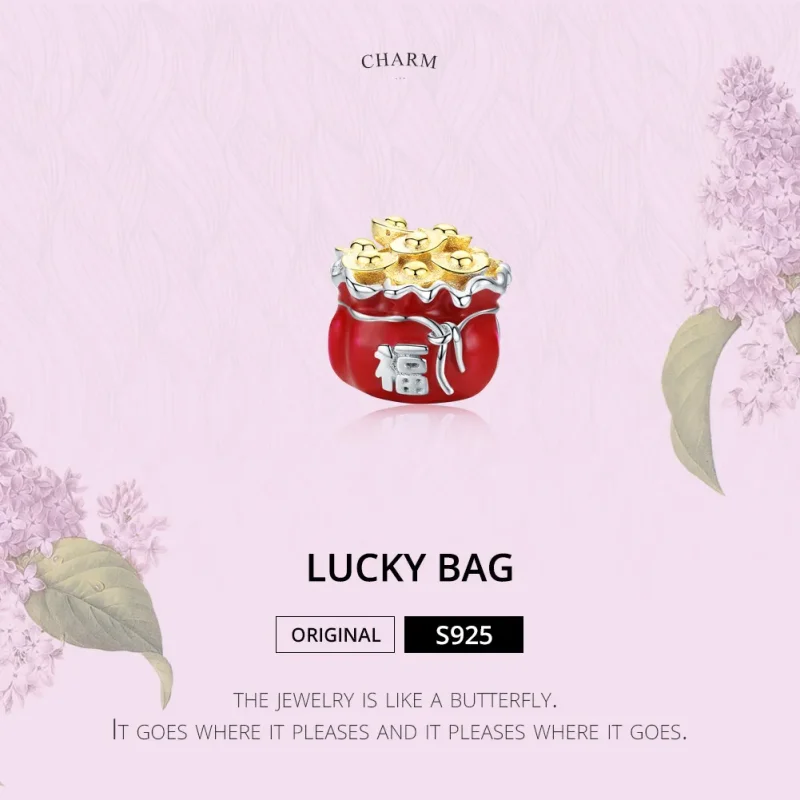 (bilde for) Pandora Style Two Tone Lucky Bag Charm - BSC100 - Vis 6
