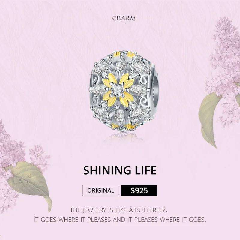(bilde for) Pandora Style Two Tone Shining Life Charm - SCC1333 - Vis 6