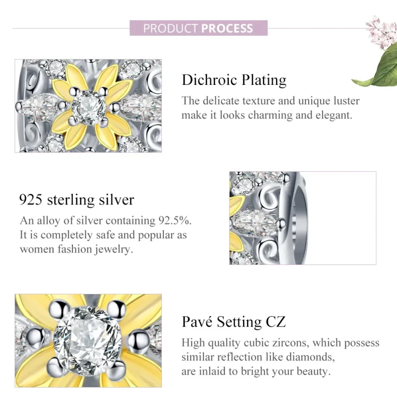 (bilde for) Pandora Style Two Tone Shining Life Charm - SCC1333 - Vis 8