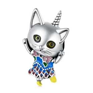 (bilde for) Pandora Style Weird Cat Charm - SCC2378