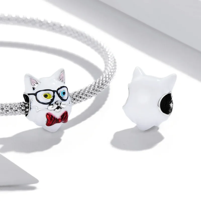 (bilde for) Pandora Style White Cat Charm - SCC2093 - Vis 4