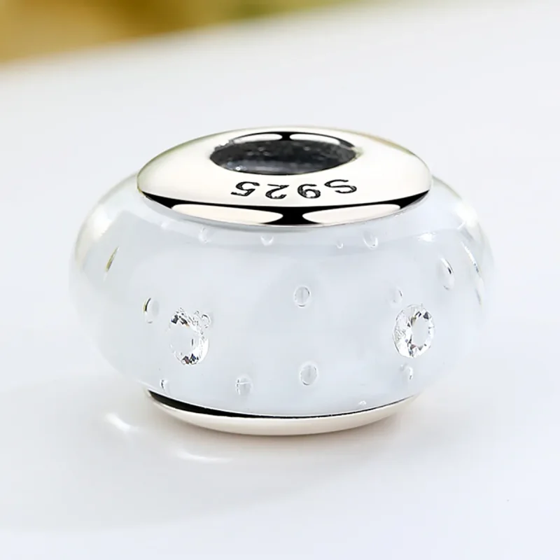 (bilde for) Pandora Style White Murano Glass Charm - SCZ002 - Vis 3