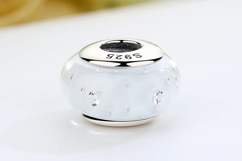 (bilde for) Pandora Style White Murano Glass Charm - SCZ002 - Vis 7