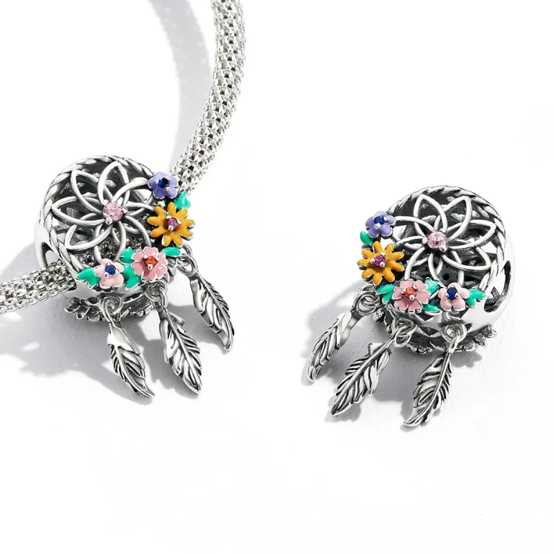 (bilde for) Pandora Style Wreath Dream Catcher Charm - BSC589 - Vis 3