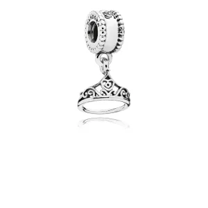 (bilde for) Disney Belle Tiara Silver Dangle - PANDORA