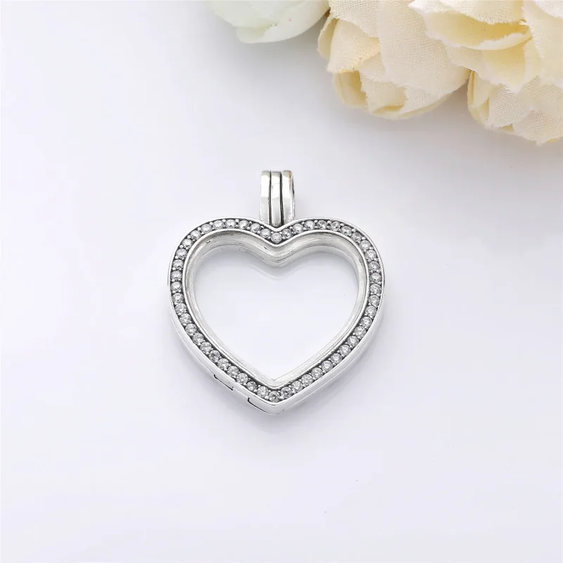 (bilde for) Glitrende PANDORA flytende hjertemedaljon Charm - 797248CZ - Vis 2