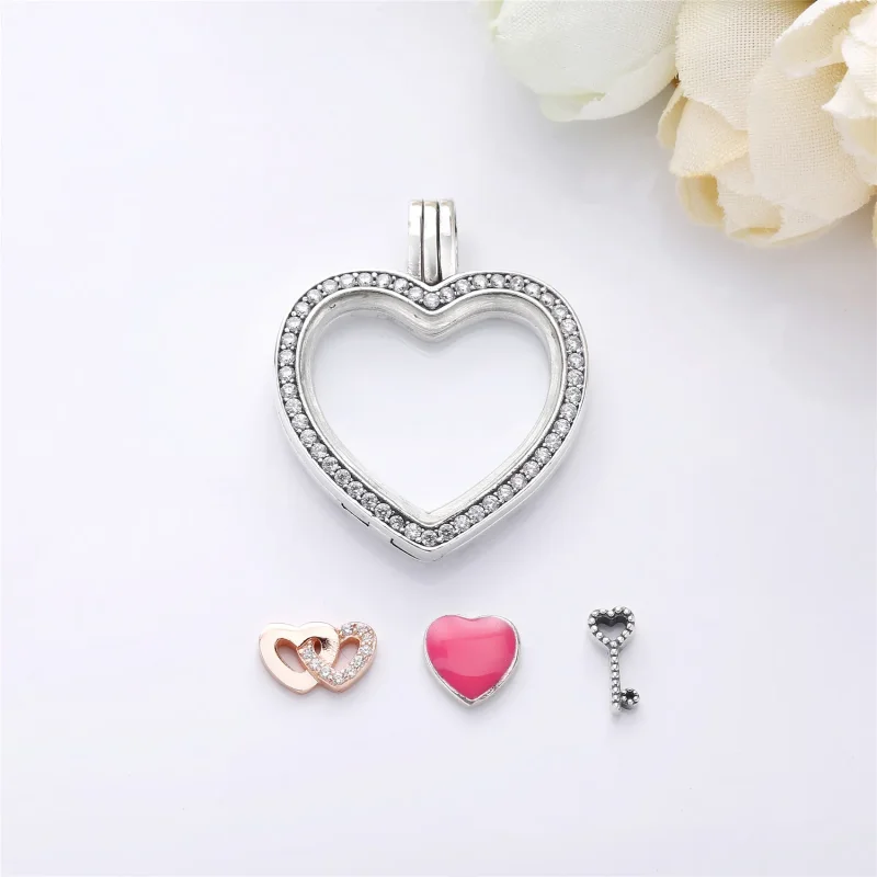 (bilde for) Glitrende PANDORA flytende hjertemedaljon Charm - 797248CZ - Vis 4