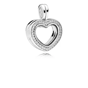 (bilde for) Glitrende PANDORA flytende hjertemedaljon Charm - 797248CZ