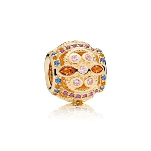 Pandora Abstrakt 14k sjarm med rosa cubic zirconia, kongelig lilla krystall, kongeblå krystall og honningfarget krystall - 756225PCZMX (bilde for) Pandora Abstrakt 14k sjarm med rosa cubic zirconia, kongelig lilla krystall, kongeblå krystall og honningfarget krystall - 756225PCZMX