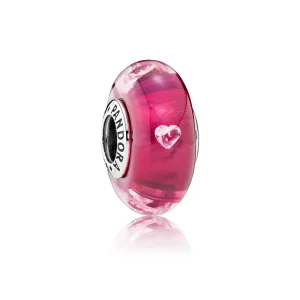(bilde for) Pandora Abstrakt sølv sjarm med cerise og gjennomsiktig Murano glass og rosa cubic zirconia - 791664PCZ