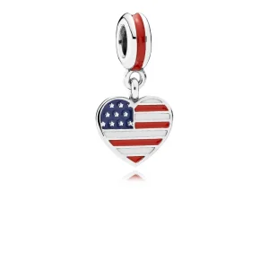 (bilde for) Pandora Amerikansk flagg hengende charm - 791548ENMX