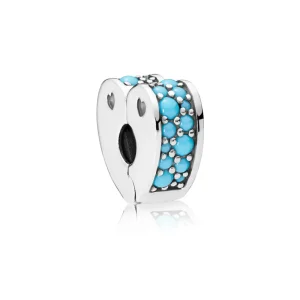 (bilde for) PANDORA Arcs of Love Clip, Cyan Blue Crystal - 797227NYA