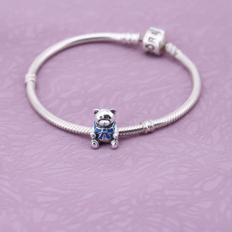 (bilde for) Pandora Baby Boy Teddy Bear Charm - 791124EN41 - Vis 2
