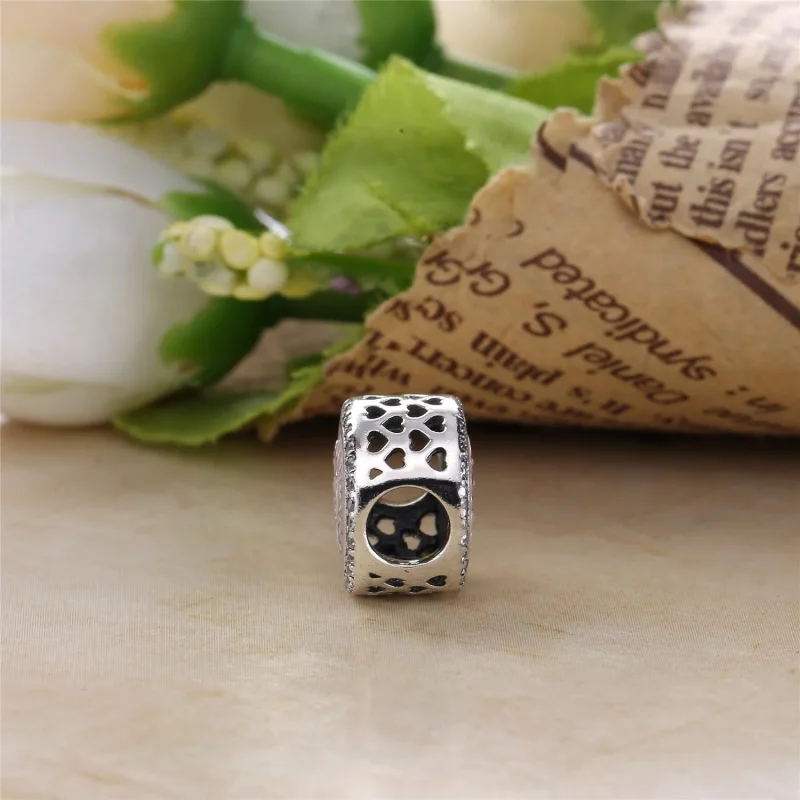 (bilde for) Pandora Be my Valentine silver charm with clear cubic zirconia and pink enamel - - Vis 3