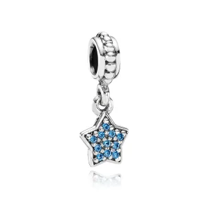 (bilde for) Pandora Blå pavé stjerne, hengende charm - 791024CZB