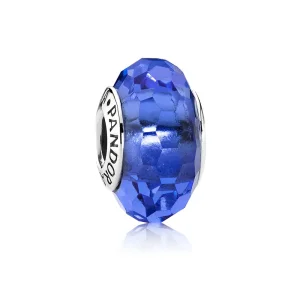 Pandora Blue Faceted Glass Charm - 791067 (bilde for) Pandora Blue Faceted Glass Charm - 791067