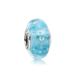 Pandora Blue Fizzle Glass Charm - 791618CZ (bilde for) Pandora Blue Fizzle Glass Charm - 791618CZ