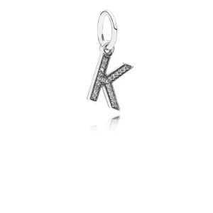 Pandora Bokstaven K, hengende charm - 791323CZ (bilde for) Pandora Bokstaven K, hengende charm - 791323CZ