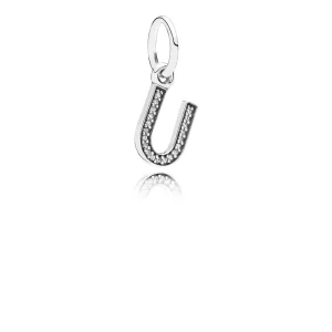 Pandora Bokstaven U, hengende charm - 791333CZ (bilde for) Pandora Bokstaven U, hengende charm - 791333CZ