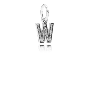 Pandora Bokstaven W, hengende charm - 791335CZ (bilde for) Pandora Bokstaven W, hengende charm - 791335CZ