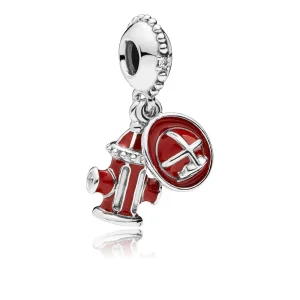 Pandora Brannhatt og brannkran sølv dingler med rød, svart emalje og klare cubic zirconia - 797632ENMX (bilde for) Pandora Brannhatt og brannkran sølv dingler med rød, svart emalje og klare cubic zirconia - 797632ENMX