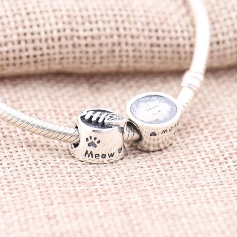 (bilde for) Pandora Cat bowl silver charm with cubic zirconia - 791716CZ - Vis 2