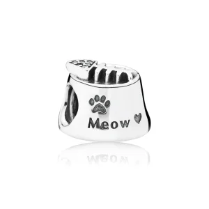 (bilde for) Pandora Cat bowl silver charm with cubic zirconia - 791716CZ