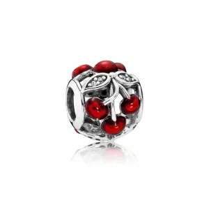 Pandora Cherry silver charm with clear cubic zirconia and red enamel - 791900EN73 (bilde for) Pandora Cherry silver charm with clear cubic zirconia and red enamel - 791900EN73
