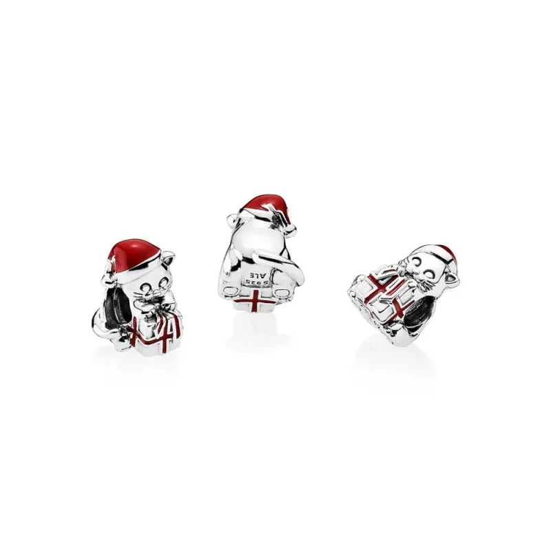 (bilde for) Pandora Christmas kitten silver charm with red enamel - 792007EN39 - Vis 4