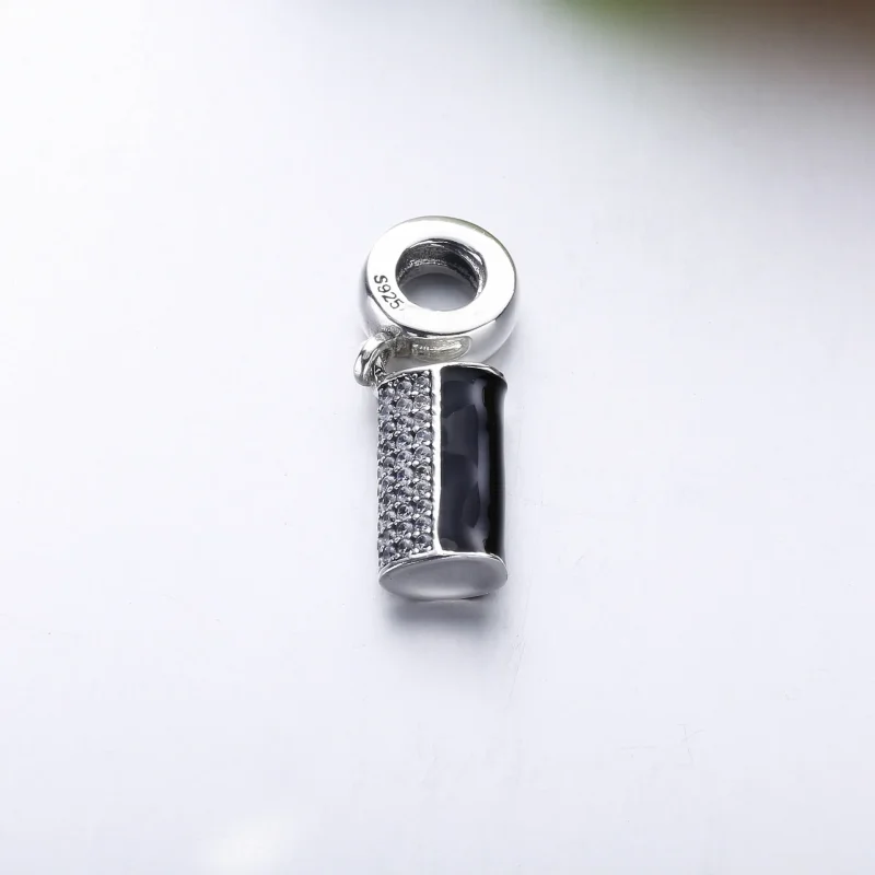 (bilde for) Pandora Clutch sølv dingle med klar cubic zirconia og svart emalje - 792155CZ - Vis 2