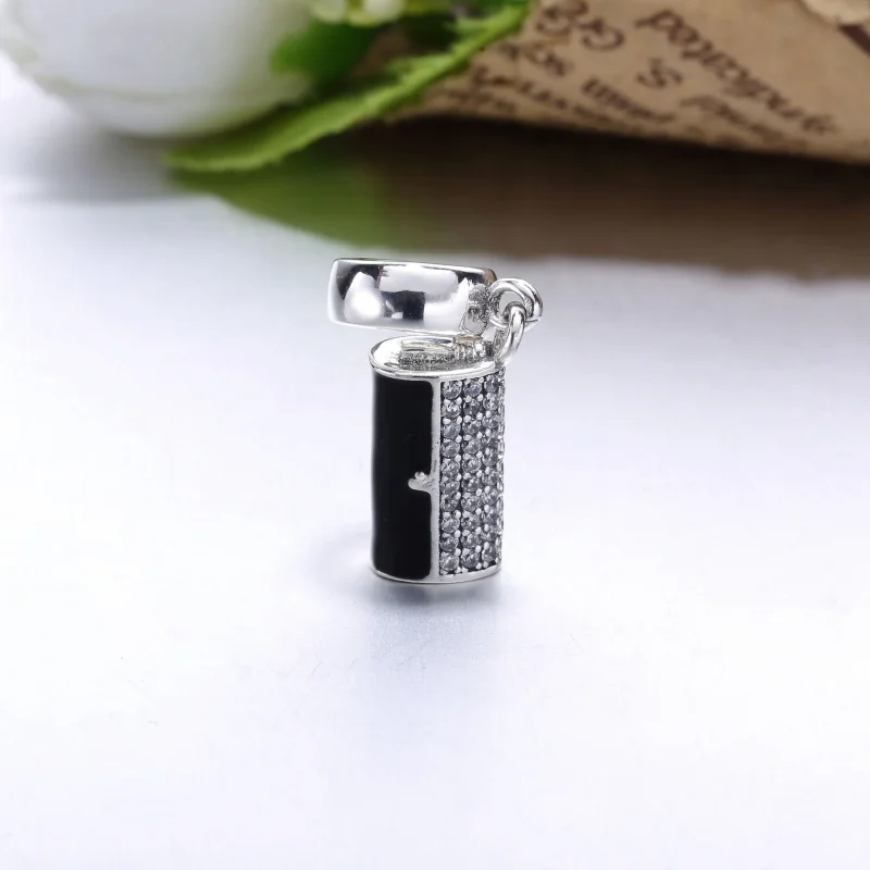 (bilde for) Pandora Clutch sølv dingle med klar cubic zirconia og svart emalje - 792155CZ - Vis 3