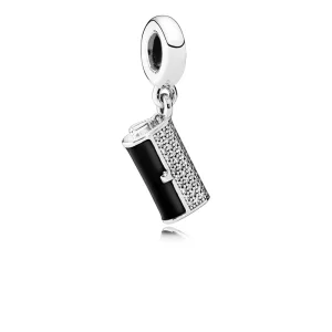 (bilde for) Pandora Clutch sølv dingle med klar cubic zirconia og svart emalje - 792155CZ