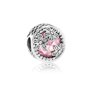 (bilde for) Pandora Daisy silver charm with pink cubic zirconia and clear cubic zirconia - 792055PCZ