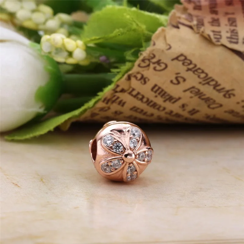 (bilde for) PANDORA Dazzling Daisies Rose Gold Clip - 781493CZ - Vis 2