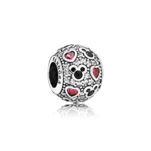 (bilde for) Pandora Disney abstract pave silver charm with black crystal, clear and red cubic zirconia - 791457CZ