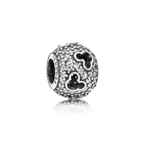 (bilde for) Pandora Disney abstract pave silver charm with cubic zirconia and cut-out Mickey silhouettes - 791442CZ