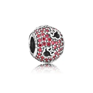 (bilde for) Pandora Disney abstract pave silver charm with red cubic zirconia and cut-out Minnie silhouettes - 791584CZR