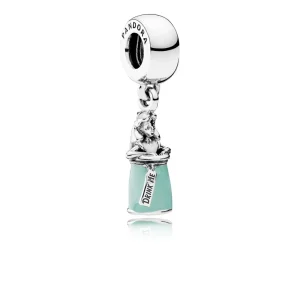 (bilde for) Pandora Disney Alice in Wonderland sølv dingler med hvit og mint emalje - 791897ENMX