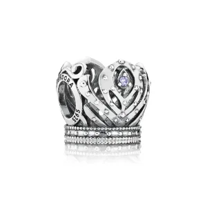 (bilde for) Pandora Disney Anna crown openwork silver charm with purple cubic zirconia - 791589ACZ