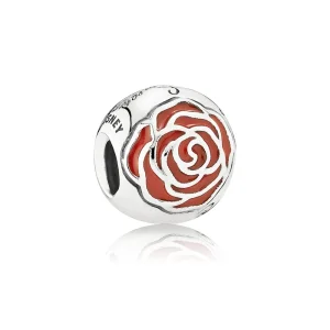 (bilde for) Pandora Disney Belle Enchanted rose silver charm with red enamel - 791575EN09