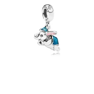 (bilde for) Pandora Disney Flying Dumbo sølv dingler med rosa og blå emalje - 792124ENMX