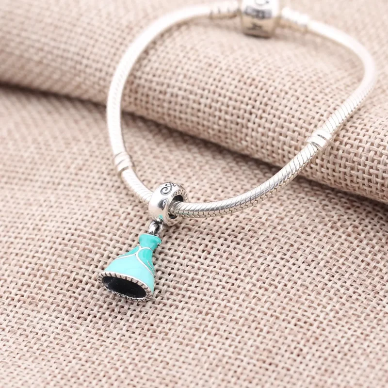 (bilde for) Pandora Disney Jasmine kjole sølv dingler med mint og grønn emalje - 791791ENMX - Vis 2