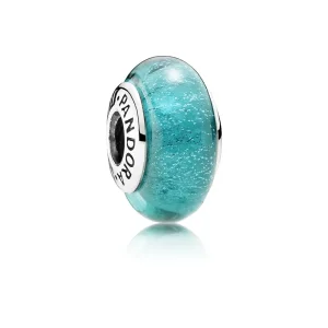 (bilde for) Pandora Disney Jasmine silver charm with iridescent and fluorescent sea green Murano glass - 791648