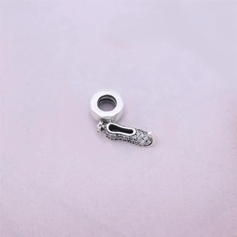 (bilde for) Pandora Disney Jasmine tøffel sølv dingle med blågrønn cubic zirconia - 791790MC - Vis 3