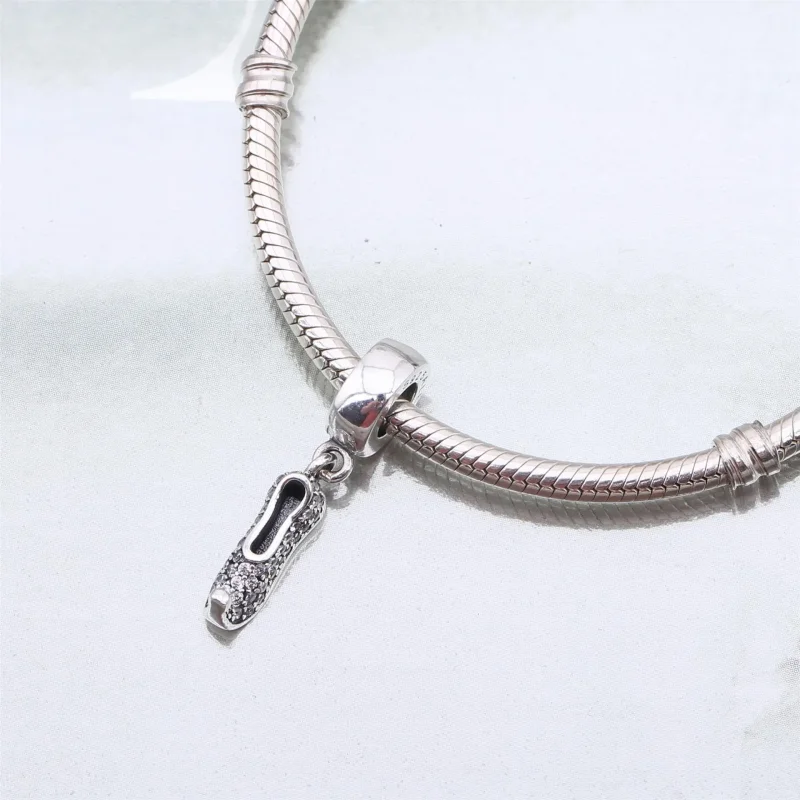 (bilde for) Pandora Disney Jasmine tøffel sølv dingle med blågrønn cubic zirconia - 791790MC - Vis 4