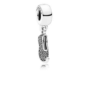 (bilde for) Pandora Disney Jasmine tøffel sølv dingle med blågrønn cubic zirconia - 791790MCZ